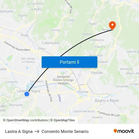 Lastra A Signa to Convento Monte Senario map