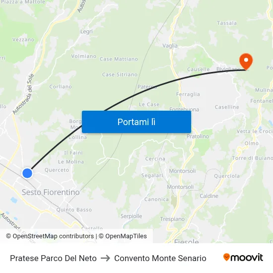Pratese Parco Del Neto to Convento Monte Senario map