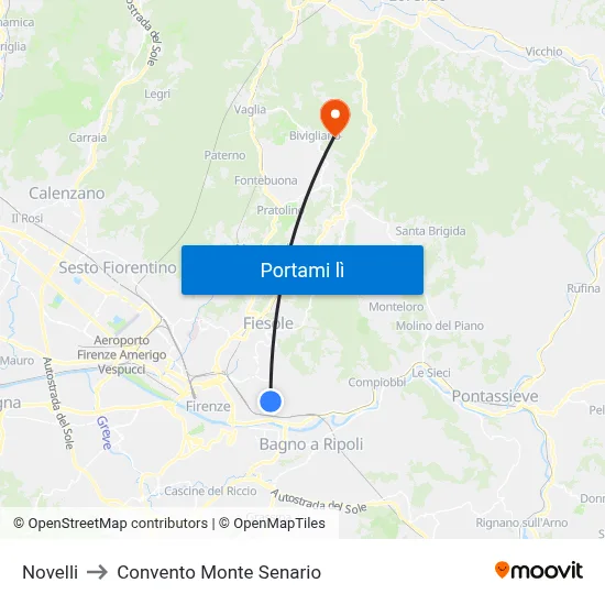 Novelli to Convento Monte Senario map