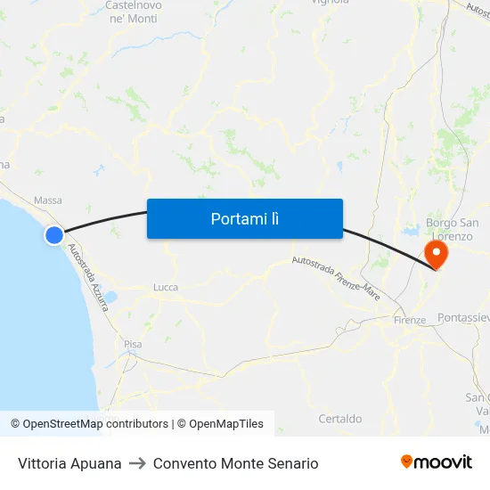 Vittoria Apuana to Convento Monte Senario map