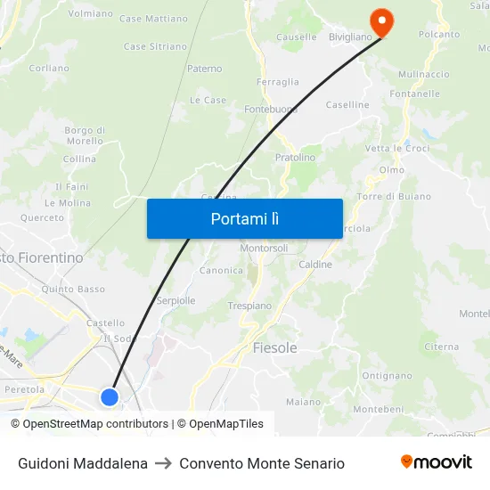Guidoni Maddalena to Convento Monte Senario map