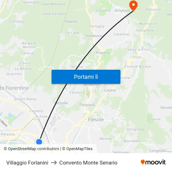 Villaggio Forlanini to Convento Monte Senario map