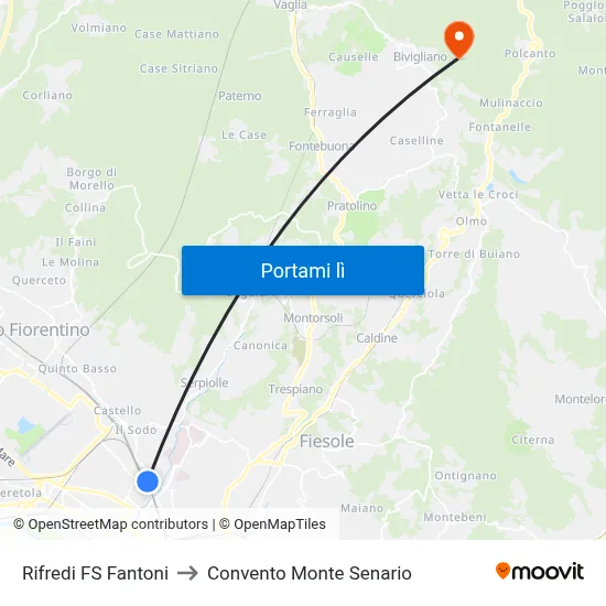 Rifredi FS Fantoni to Convento Monte Senario map