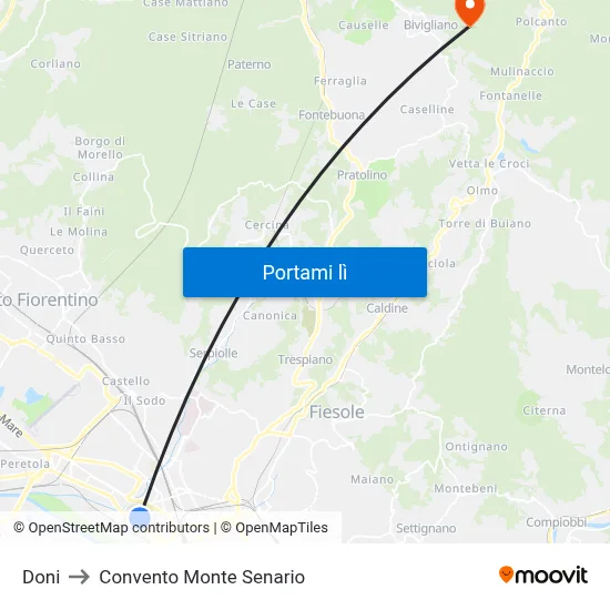 Doni to Convento Monte Senario map