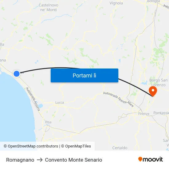 Romagnano to Convento Monte Senario map