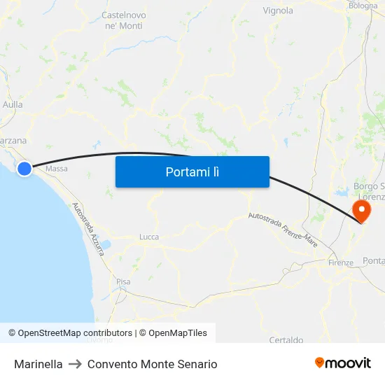 Marinella to Convento Monte Senario map