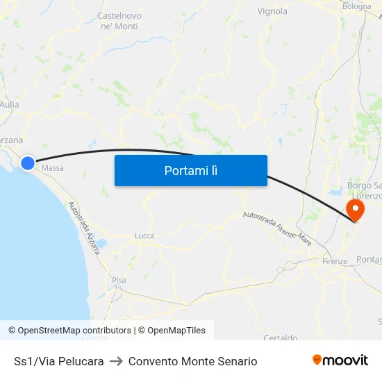 Ss1/Via Pelucara to Convento Monte Senario map