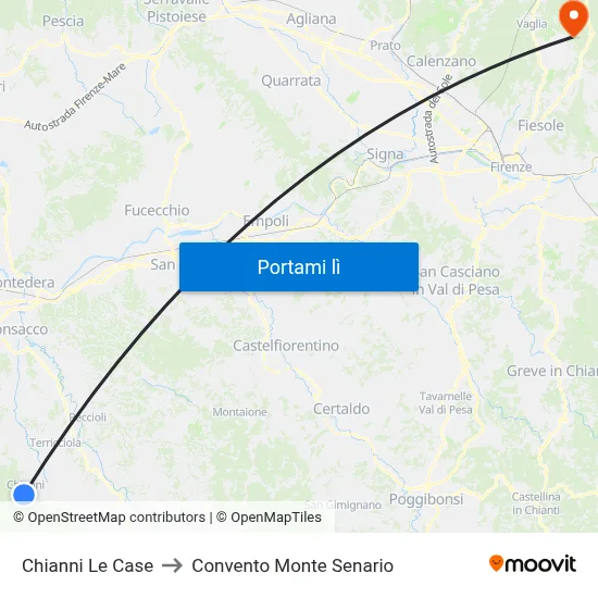 Chianni Le Case to Convento Monte Senario map