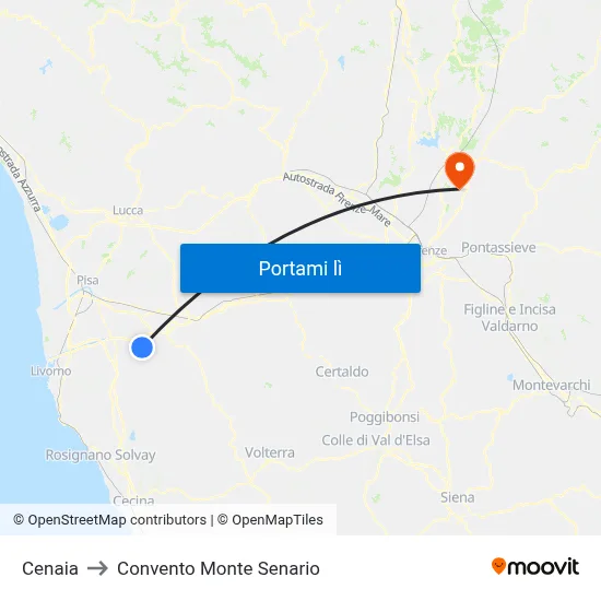 Cenaia to Convento Monte Senario map