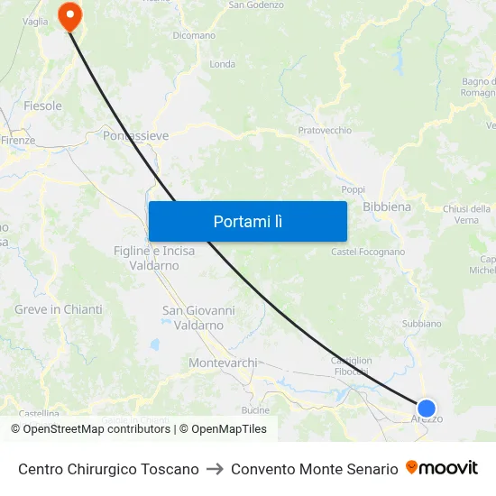 Centro Chirurgico Toscano to Convento Monte Senario map