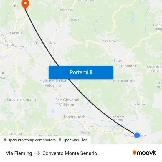 Via Fleming to Convento Monte Senario map
