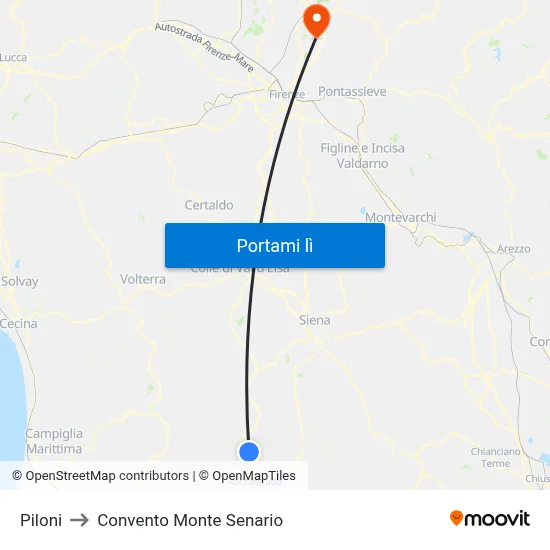 Piloni to Convento Monte Senario map
