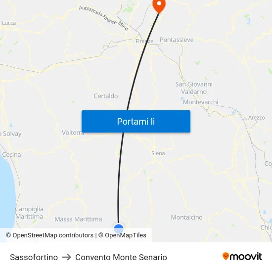 Sassofortino to Convento Monte Senario map