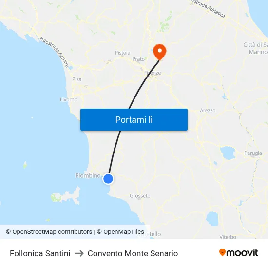 Follonica Santini to Convento Monte Senario map