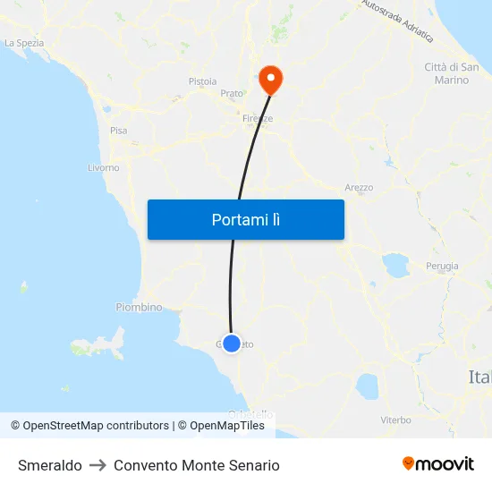 Smeraldo to Convento Monte Senario map