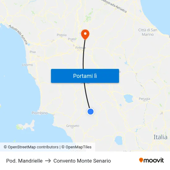 Pod. Mandrielle to Convento Monte Senario map