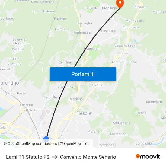 Lami T1 Statuto FS to Convento Monte Senario map