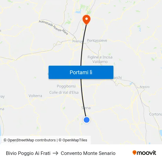 Bivio Poggio Ai Frati to Convento Monte Senario map