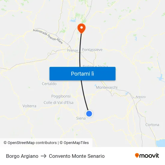 Borgo Argiano to Convento Monte Senario map