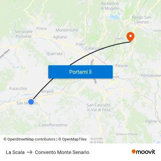La Scala to Convento Monte Senario map