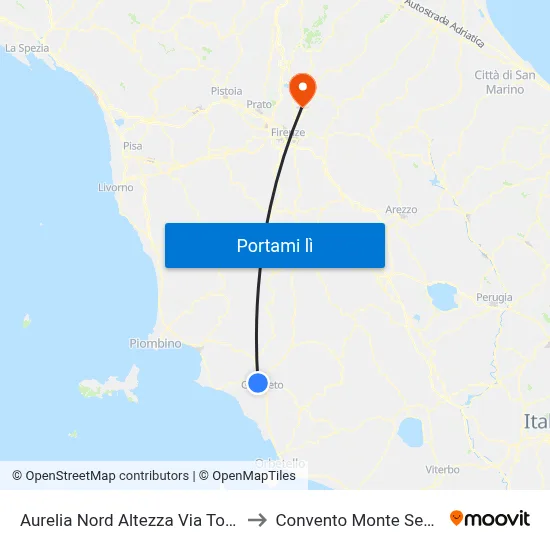 Aurelia Nord Altezza Via Topazio to Convento Monte Senario map