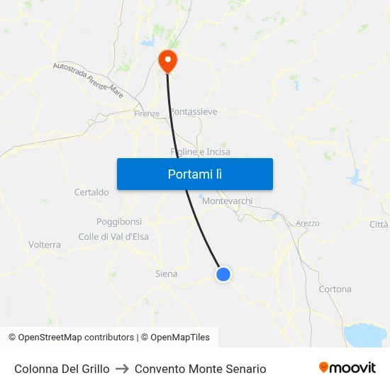 Colonna Del Grillo to Convento Monte Senario map
