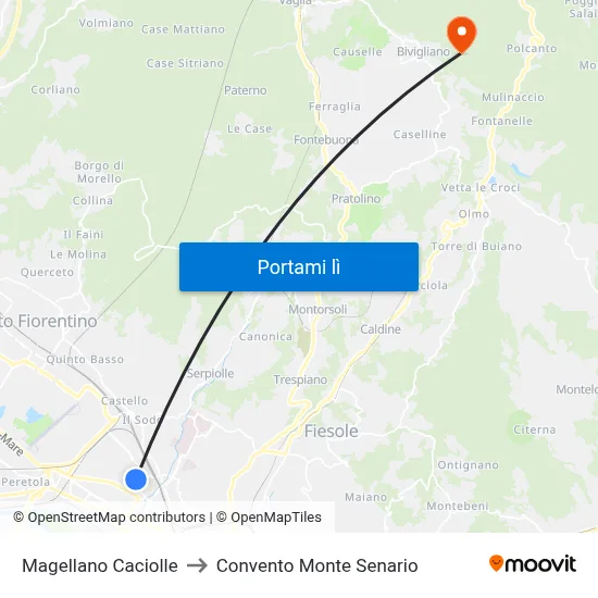 Magellano Caciolle to Convento Monte Senario map