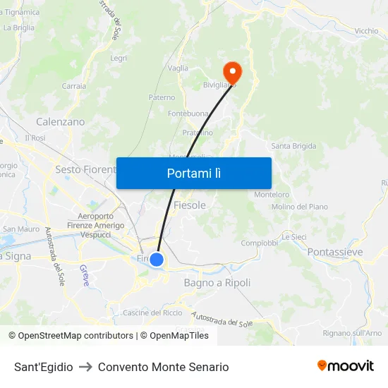 Sant'Egidio to Convento Monte Senario map