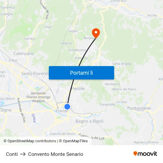 Conti to Convento Monte Senario map