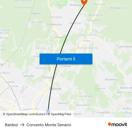 Baldesi to Convento Monte Senario map