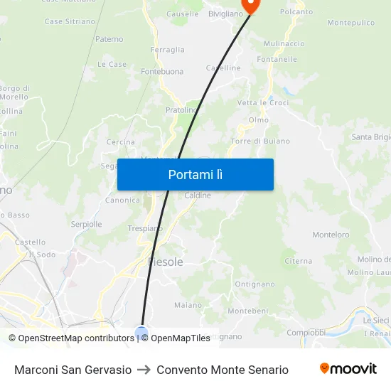 Marconi San Gervasio to Convento Monte Senario map