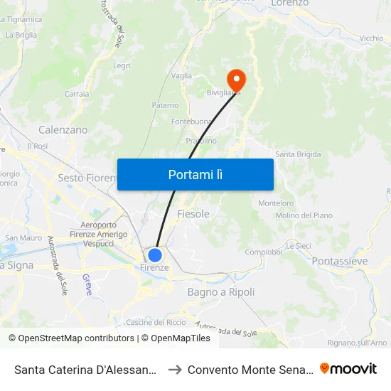 Santa Caterina D'Alessandria to Convento Monte Senario map