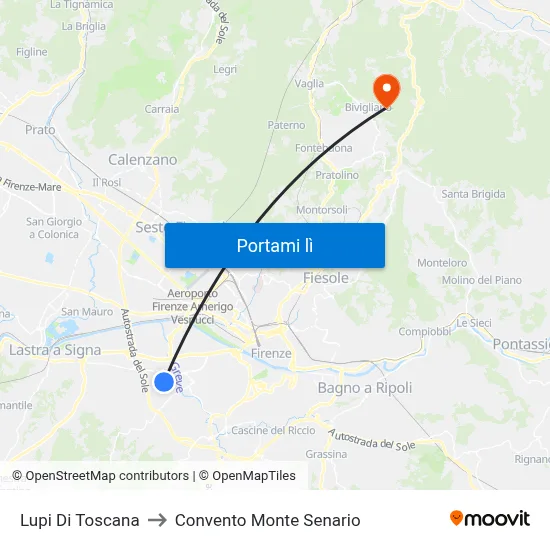 Lupi Di Toscana to Convento Monte Senario map
