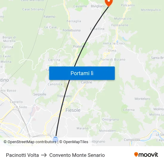 Pacinotti Volta to Convento Monte Senario map