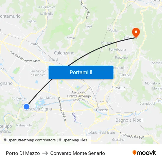 Porto Di Mezzo to Convento Monte Senario map