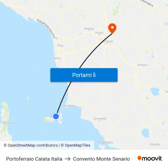 Portoferraio Calata Italia to Convento Monte Senario map