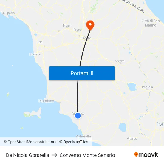 De Nicola Gorarella to Convento Monte Senario map
