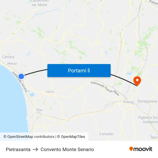 Pietrasanta to Convento Monte Senario map