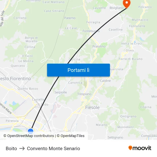 Boito to Convento Monte Senario map