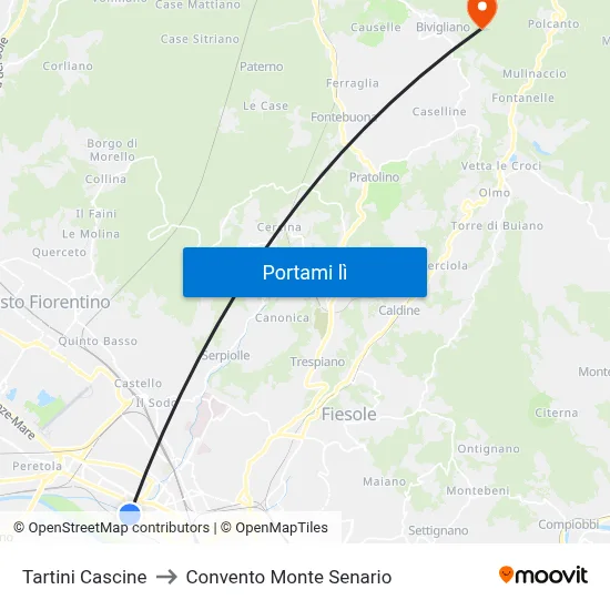 Tartini Cascine to Convento Monte Senario map