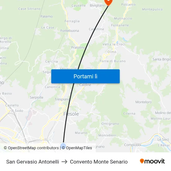 San Gervasio Antonelli to Convento Monte Senario map