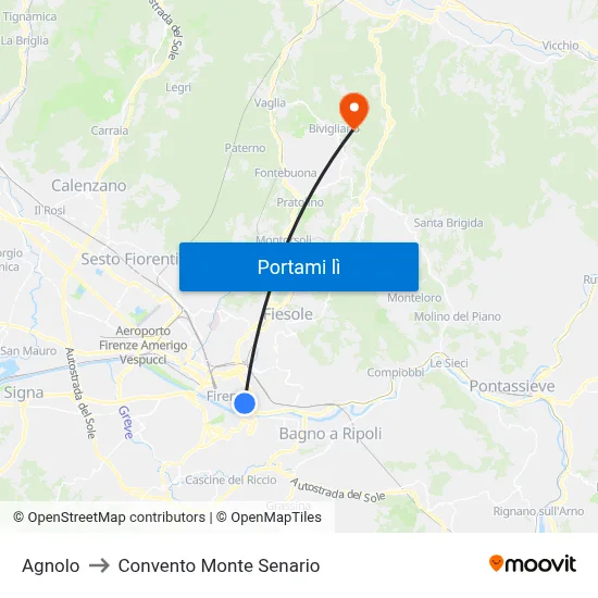Agnolo to Convento Monte Senario map