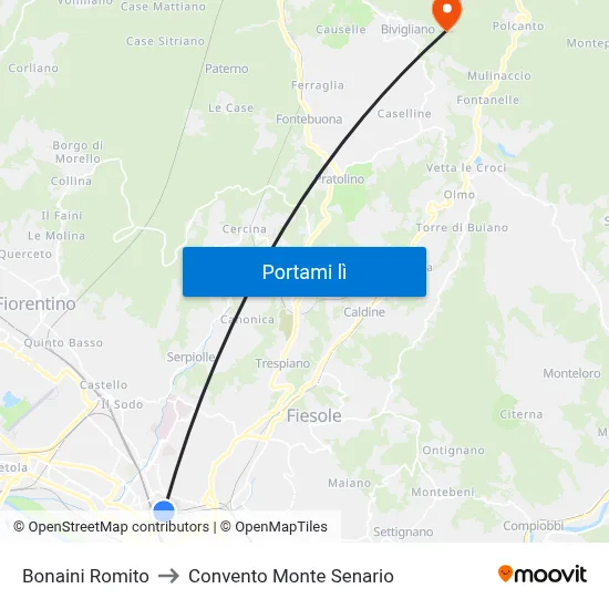 Bonaini Romito to Convento Monte Senario map