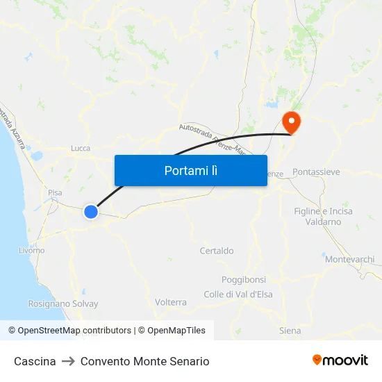 Cascina to Convento Monte Senario map