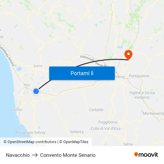 Navacchio to Convento Monte Senario map