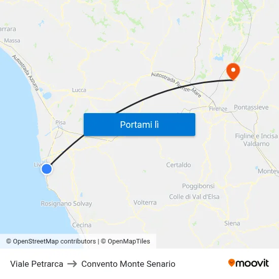 Viale Petrarca to Convento Monte Senario map