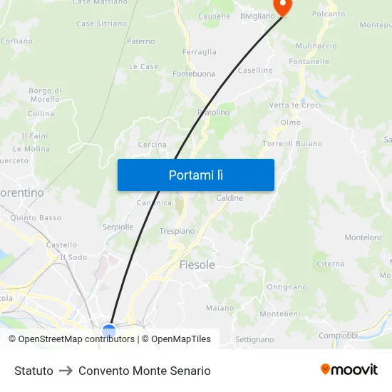 Statuto to Convento Monte Senario map