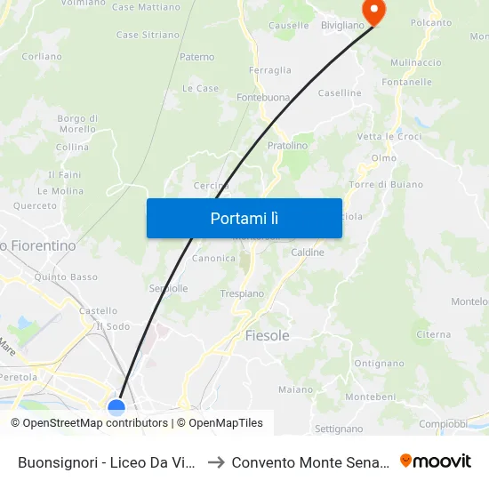 Buonsignori - Liceo Da Vinci to Convento Monte Senario map
