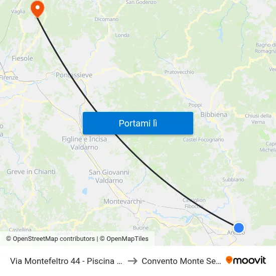Via Montefeltro 44 - Piscina Florida to Convento Monte Senario map