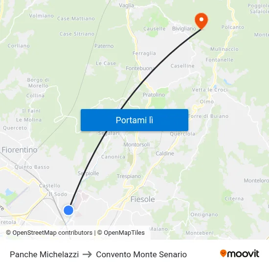 Panche Michelazzi to Convento Monte Senario map
